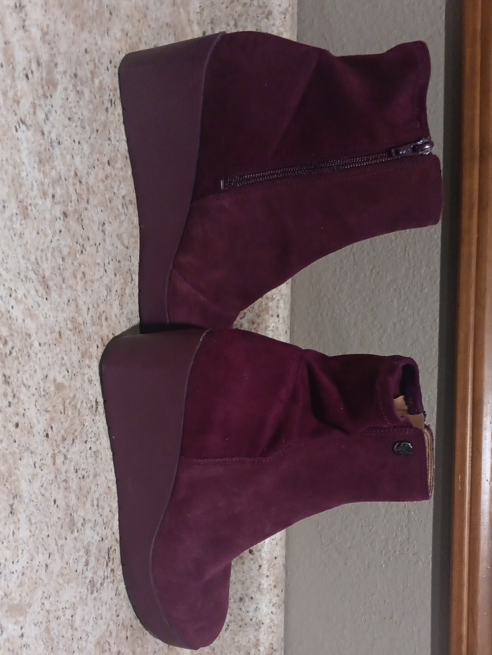 Women's Vionic Suede Ankle Boots - Plum - Picture 5 of 8